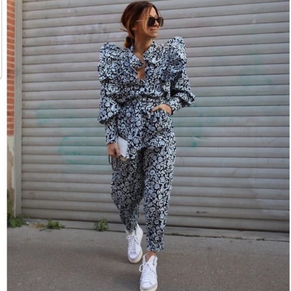 NWT Zara Print Poplin Jumpsuit size XS - Picture 1 of 7